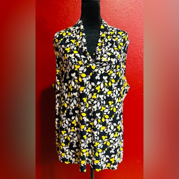 Anne Klein Women's Printed Ity Triple Pleat Top, Size 3XL - Picture 1 of 10